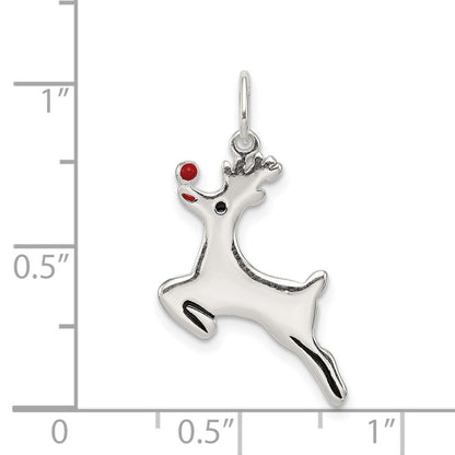 Sterlingsilber Poliert Emaille Reindeer Anhänger