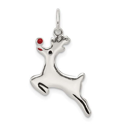 Sterlingsilber Poliert Emaille Reindeer Anhänger