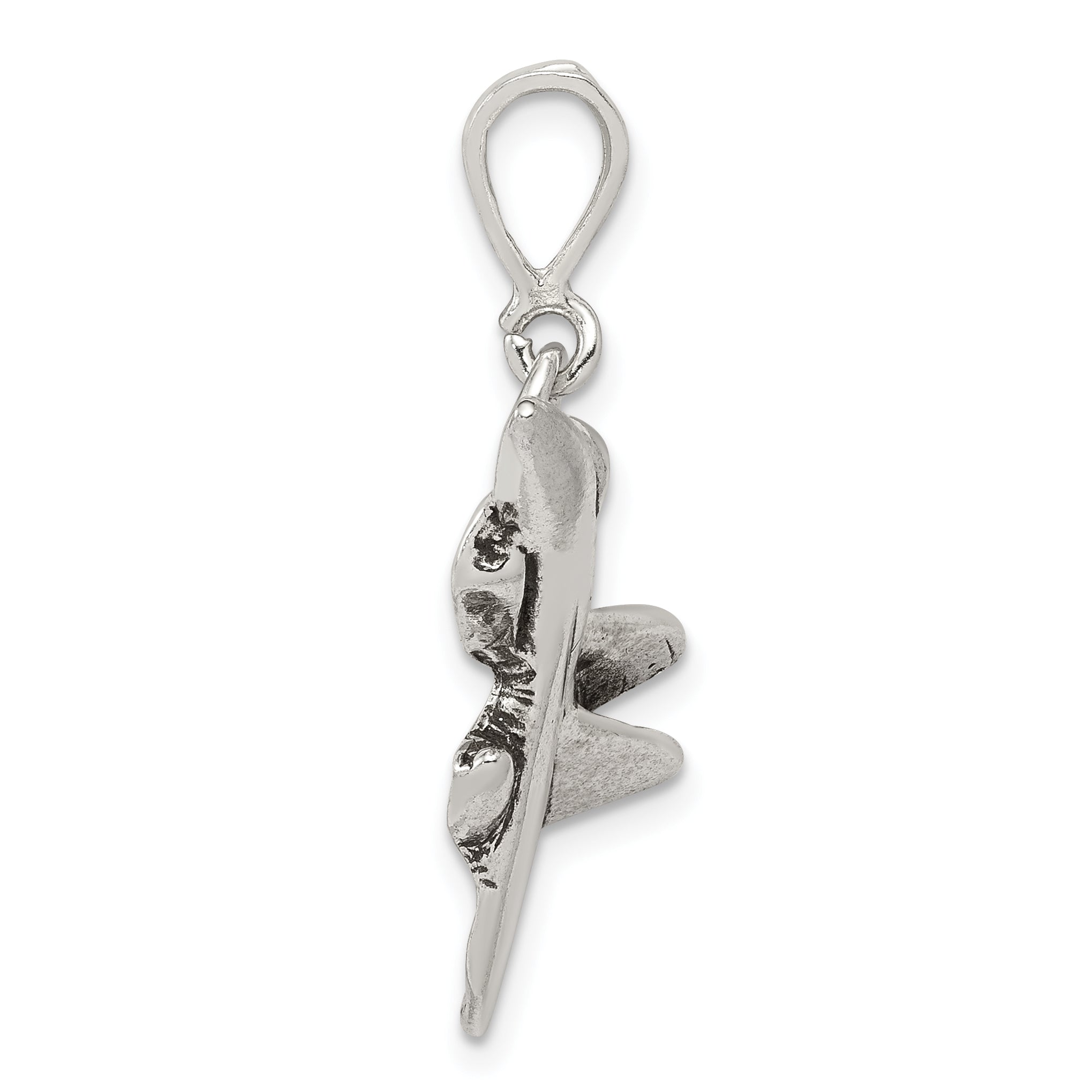 Sterlingsilber Antikisiert Jet Fighter Angled Anhänger