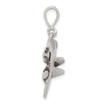 Sterlingsilber Antikisiert Jet Fighter Angled Anhänger