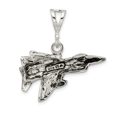 Sterlingsilber Antikisiert Jet Fighter Angled Anhänger