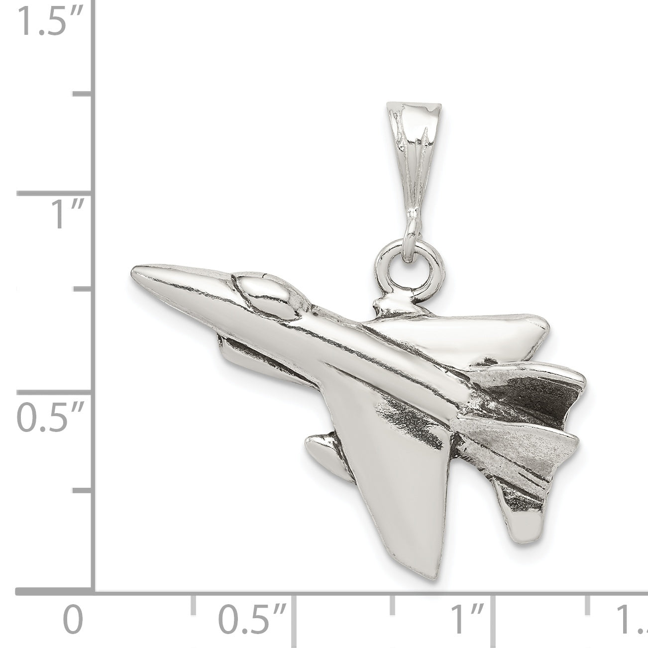 Sterlingsilber Antikisiert Jet Fighter Angled Anhänger