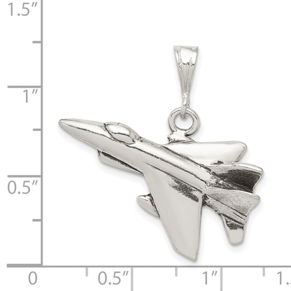 Sterlingsilber Antikisiert Jet Fighter Angled Anhänger