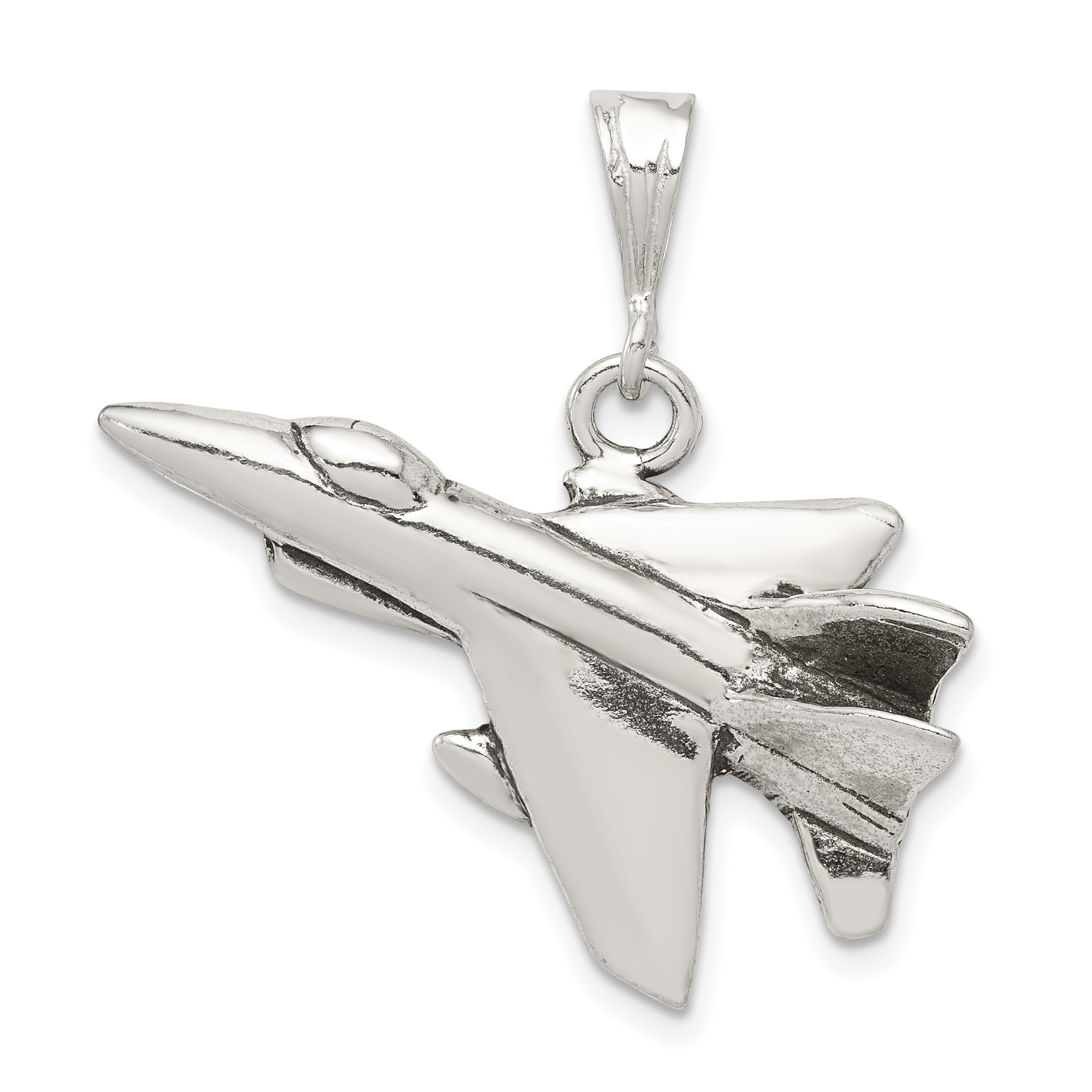 Sterlingsilber Antikisiert Jet Fighter Angled Anhänger