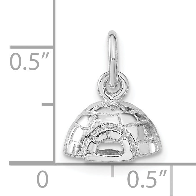 Sterlingsilber 3-d Poliert Igloo Anhänger