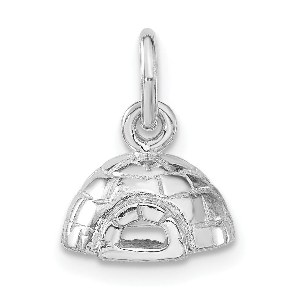 Sterlingsilber 3-d Poliert Igloo Anhänger