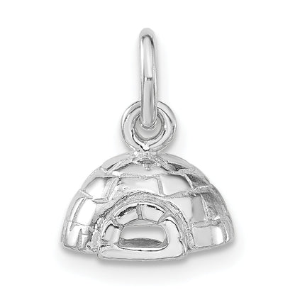 Sterlingsilber 3-d Poliert Igloo Anhänger