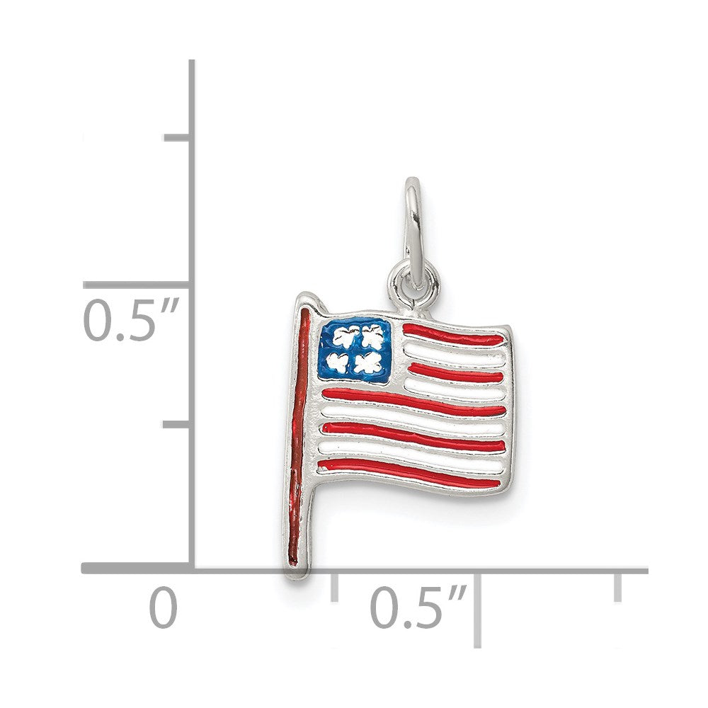 Sterlingsilber Poliert Emaille American Flag Anhänger