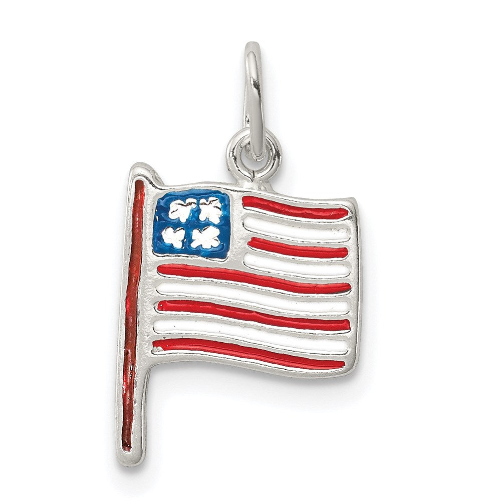 Sterlingsilber Poliert Emaille American Flag Anhänger