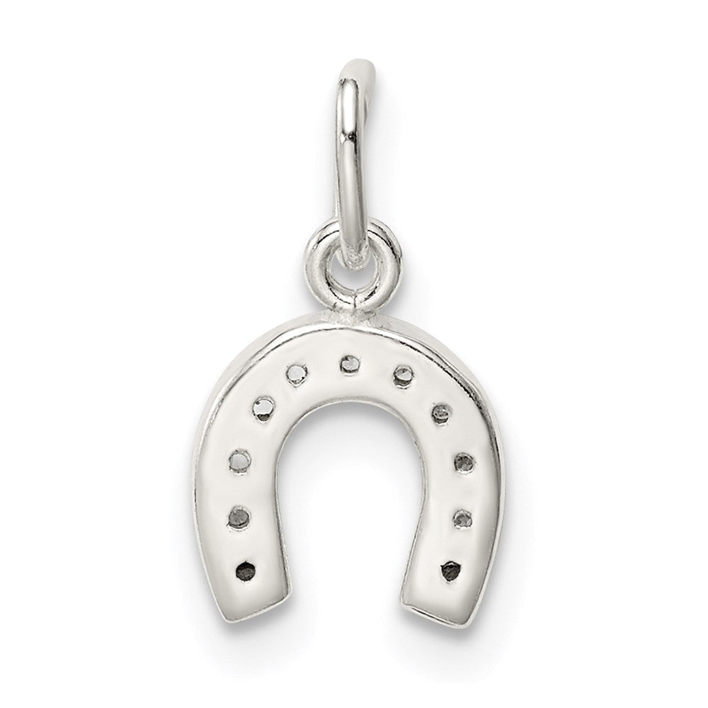 Sterlingsilber Poliert Hufeisen Zirkonia Charm