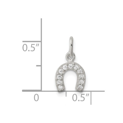 Sterlingsilber Poliert Hufeisen Zirkonia Charm