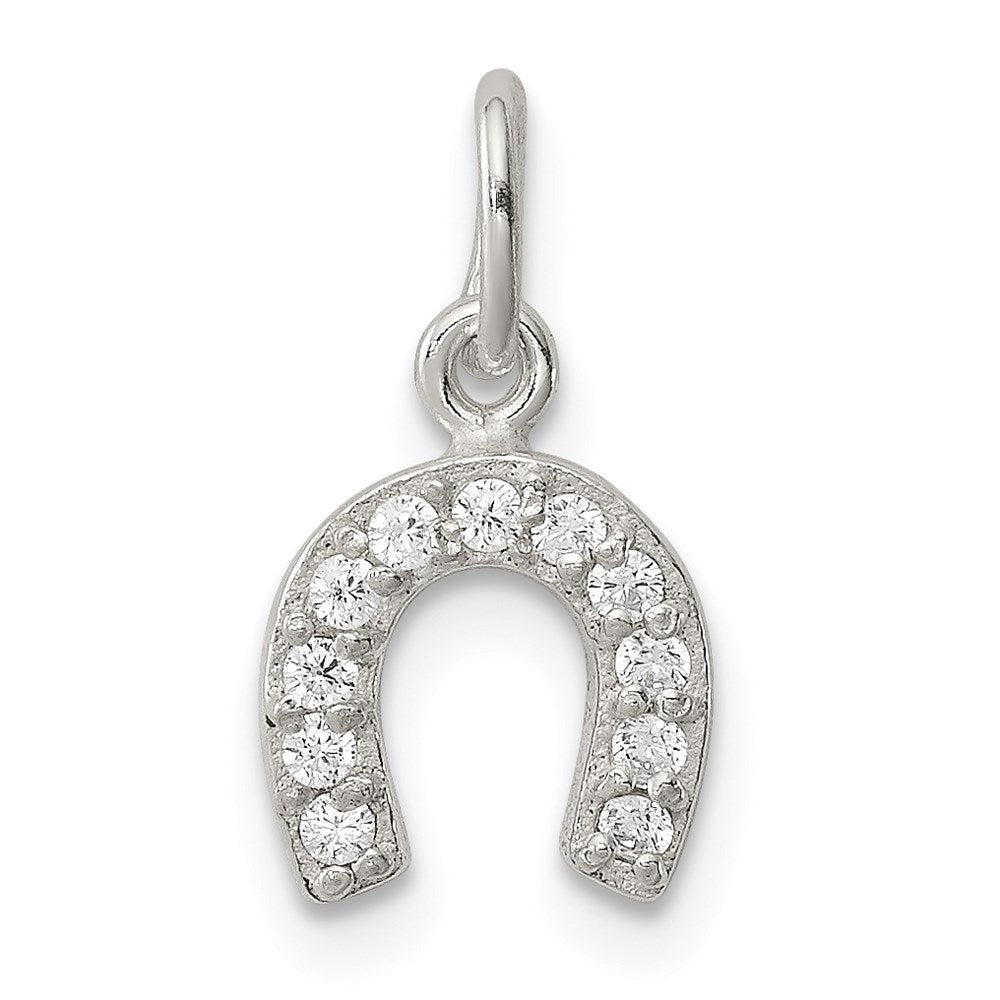 Sterlingsilber Poliert Hufeisen Zirkonia Charm