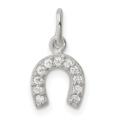 Sterlingsilber Poliert Hufeisen Zirkonia Charm