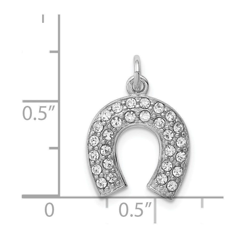 Sterlingsilber Rhodiniert Hufeisen mit Kristall Anhänger