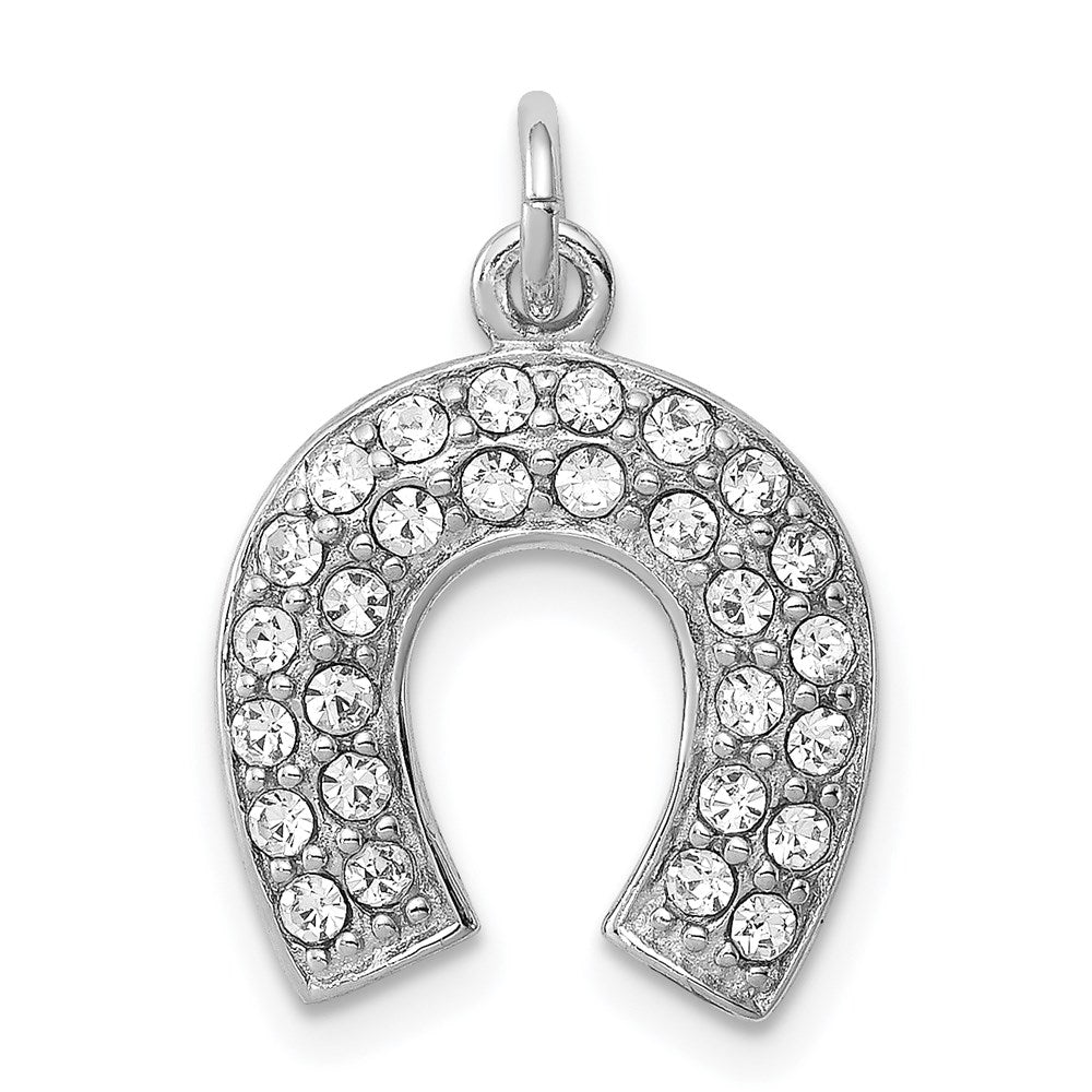 Sterlingsilber Rhodiniert Hufeisen mit Kristall Anhänger