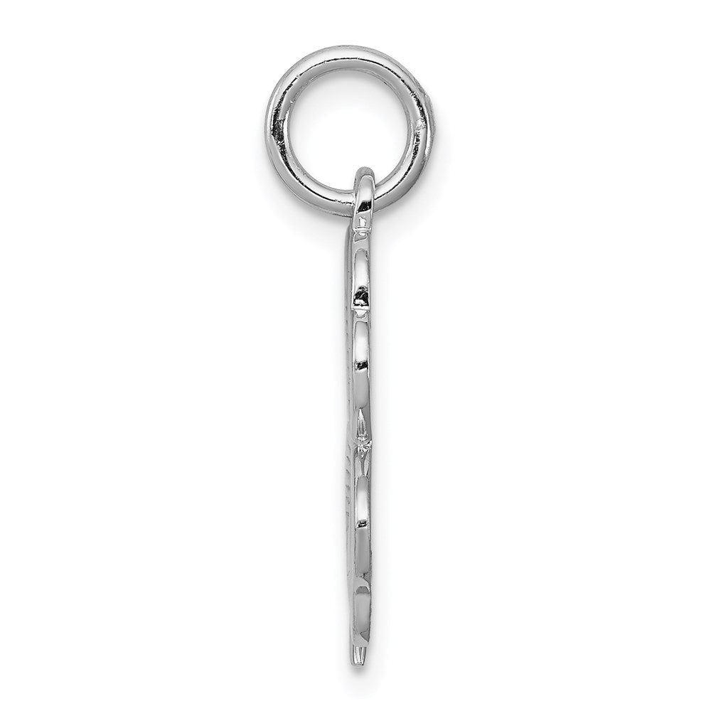 Sterlingsilber Rhodiniert Poliert/textured 4 Blatt Klee Anhänger