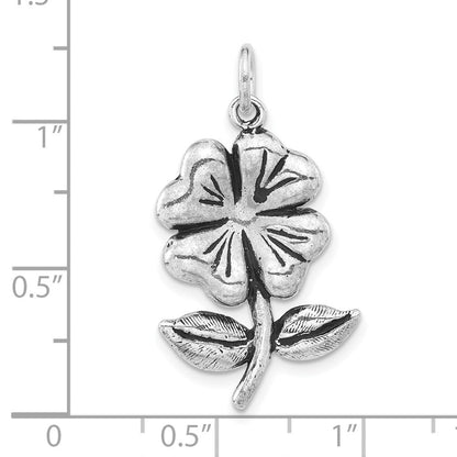 Sterlingsilber Poliert & Antikisiert Blume Anhänger
