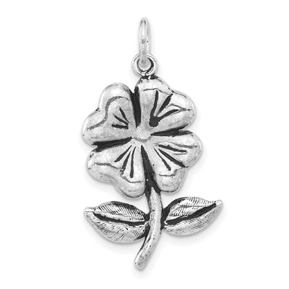 Sterlingsilber Poliert & Antikisiert Blume Anhänger