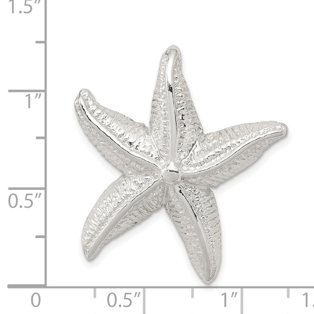 Sterlingsilber Poliert & Strukturiert Seestern Kette Anhänger