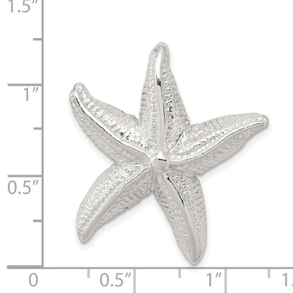 Sterlingsilber Poliert & Strukturiert Seestern Kette Anhänger