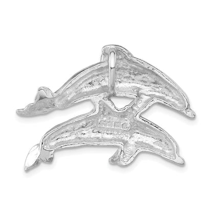 Sterlingsilber Poliert & Strukturiert Dolphins Kette Anhänger