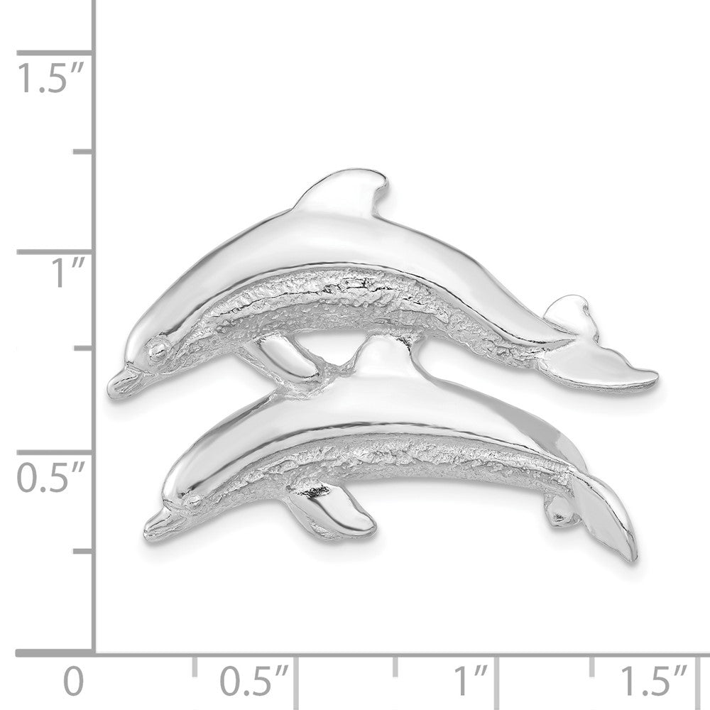 Sterlingsilber Poliert & Strukturiert Dolphins Kette Anhänger