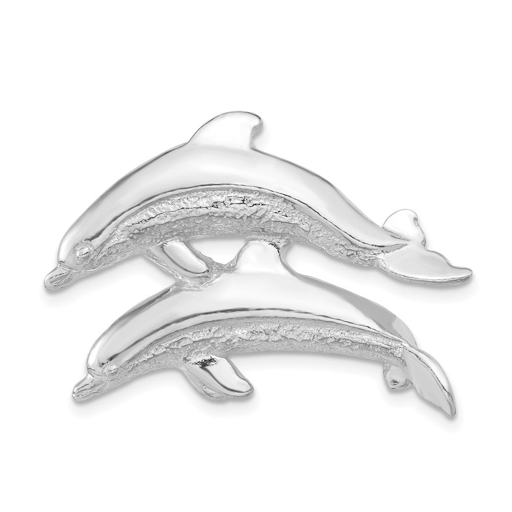 Sterlingsilber Poliert & Strukturiert Dolphins Kette Anhänger