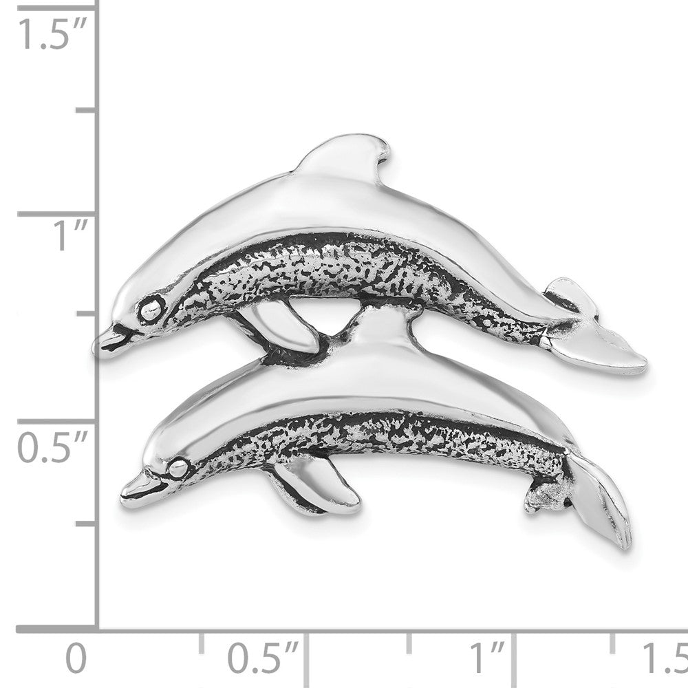 Sterlingsilber Antikisiert & Strukturiert Dolphins Kette Anhänger