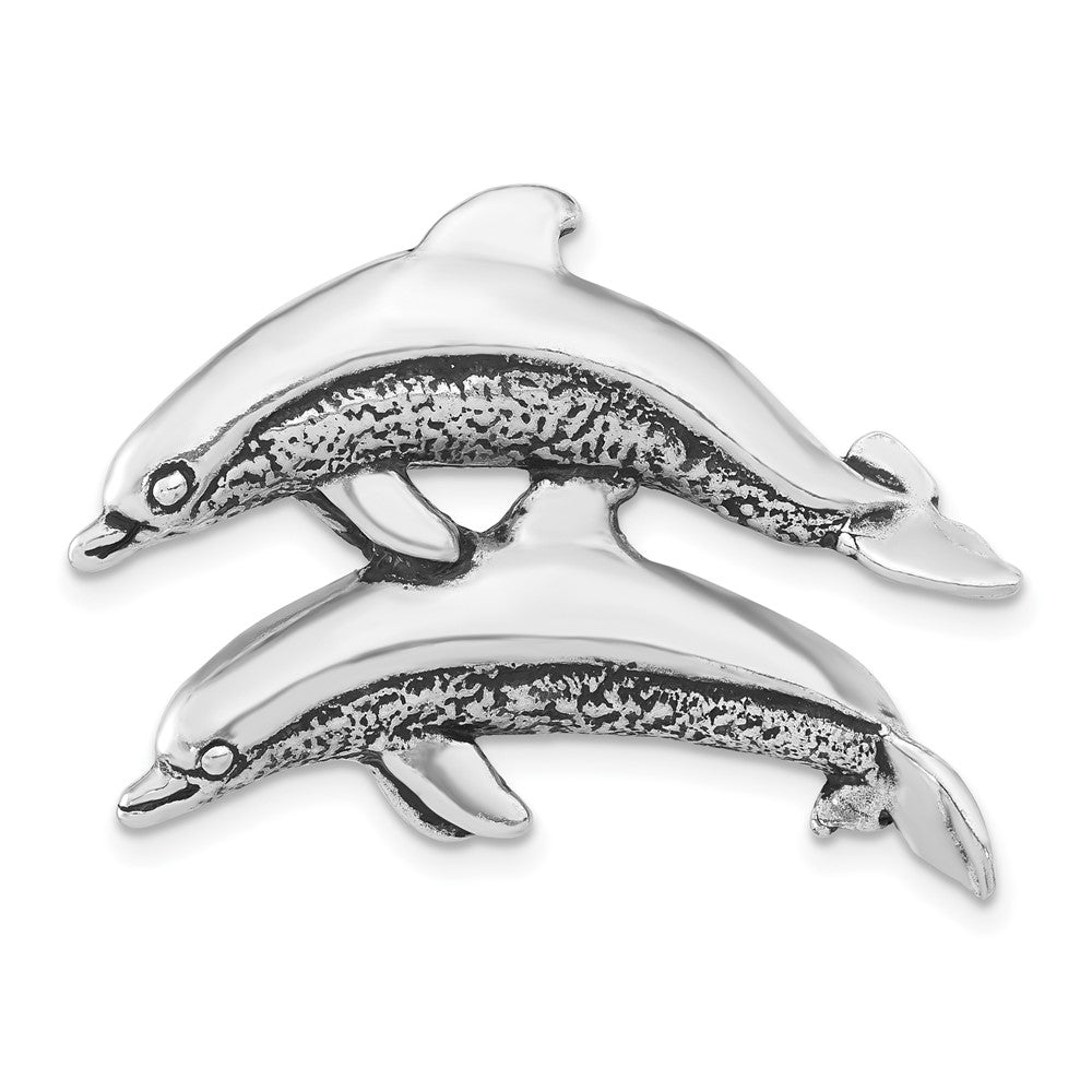 Sterlingsilber Antikisiert & Strukturiert Dolphins Kette Anhänger