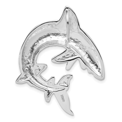 Sterlingsilber Poliert & Strukturiert Shark Kette Anhänger