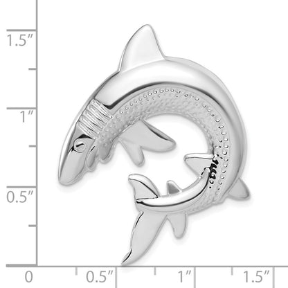 Sterlingsilber Poliert & Strukturiert Shark Kette Anhänger