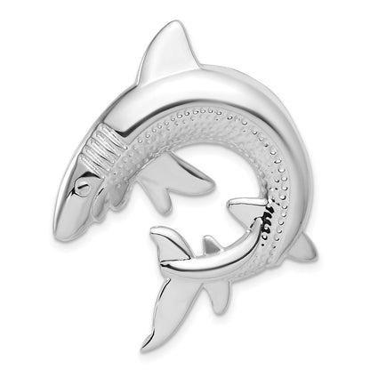 Sterlingsilber Poliert & Strukturiert Shark Kette Anhänger