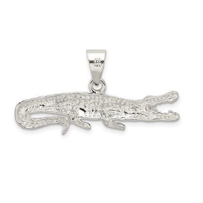 Sterlingsilber Poliert & Strukturiert Crocodile Anhänger