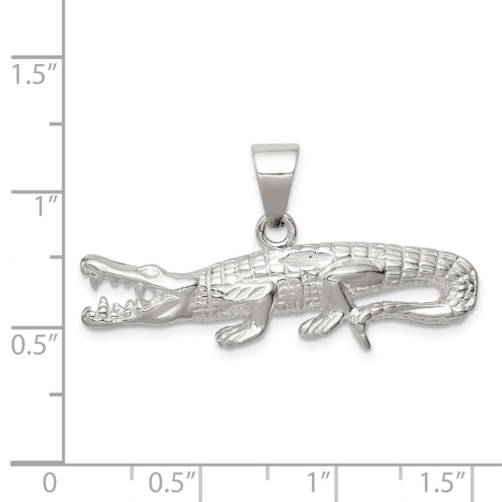Sterlingsilber Poliert & Strukturiert Crocodile Anhänger