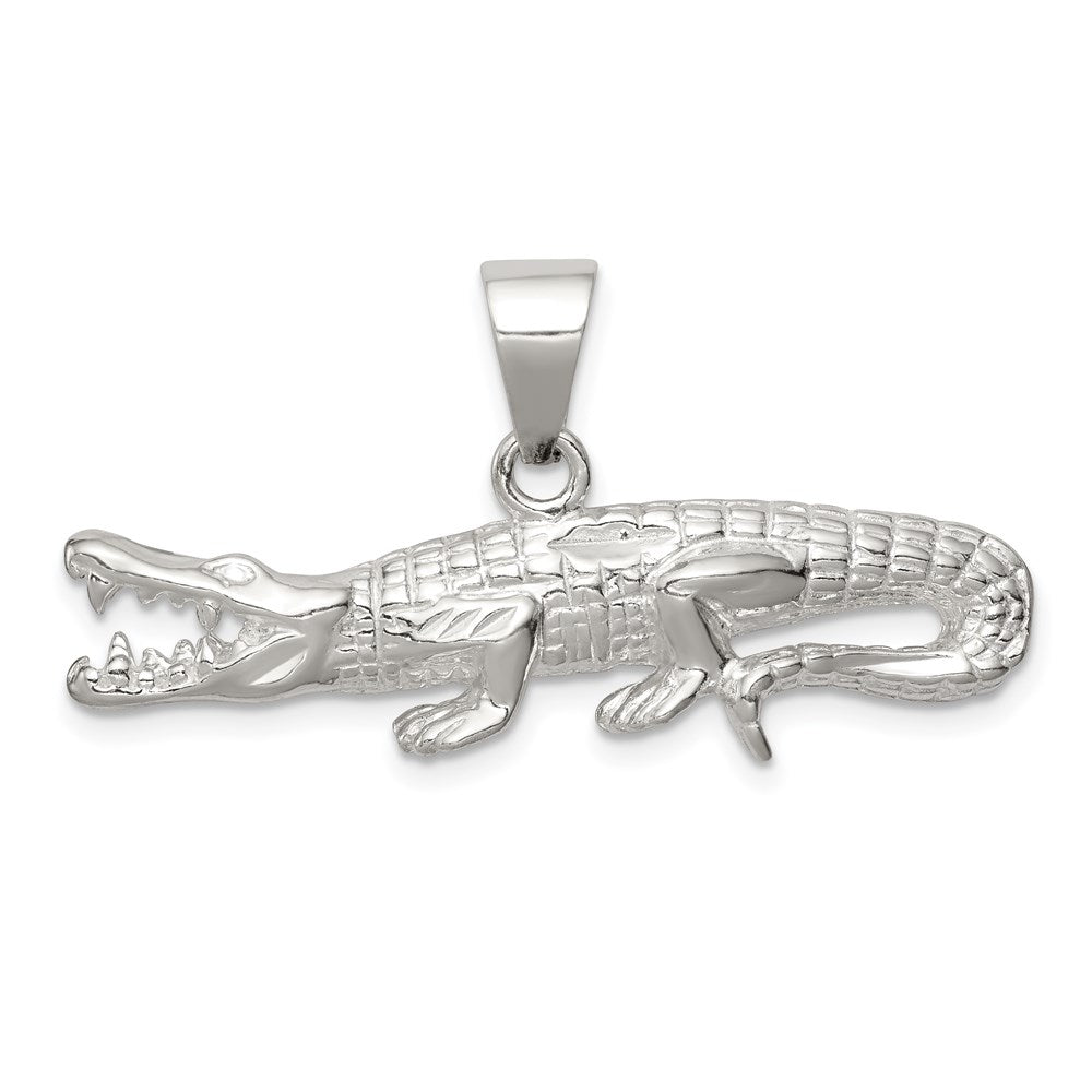 Sterlingsilber Poliert & Strukturiert Crocodile Anhänger