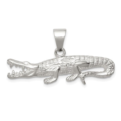 Sterlingsilber Poliert & Strukturiert Crocodile Anhänger