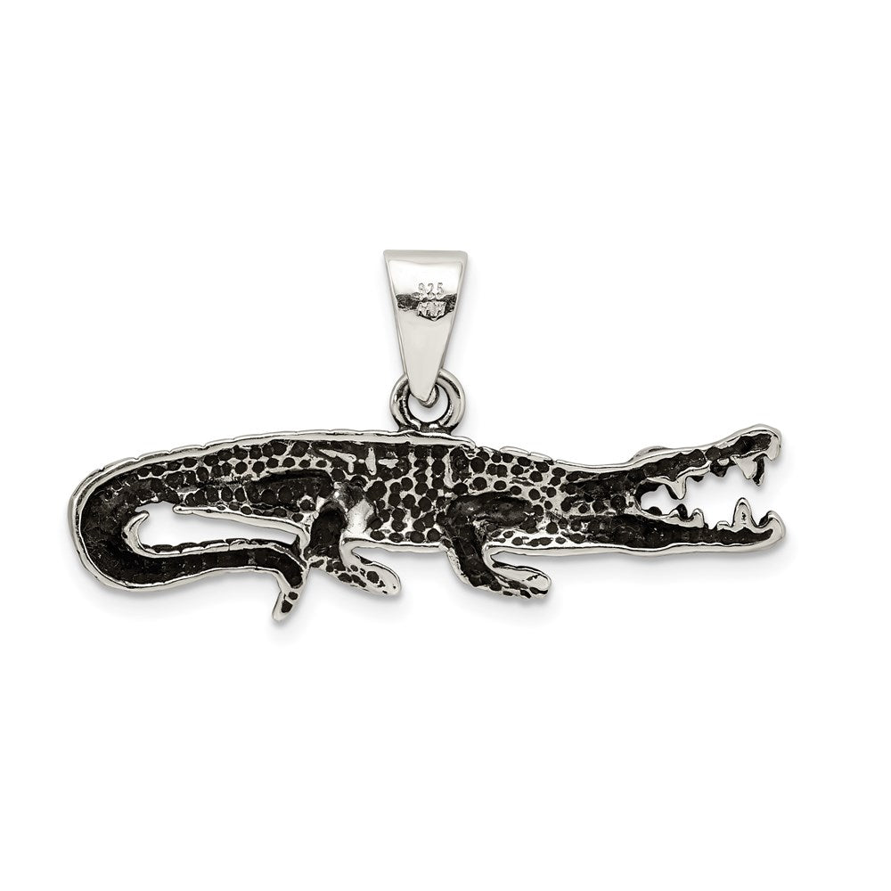 Sterlingsilber Antikisiert & Strukturiert Crocodile Anhänger