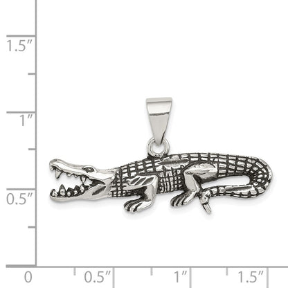 Sterlingsilber Antikisiert & Strukturiert Crocodile Anhänger