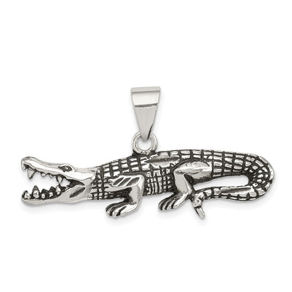 Sterlingsilber Antikisiert & Strukturiert Crocodile Anhänger