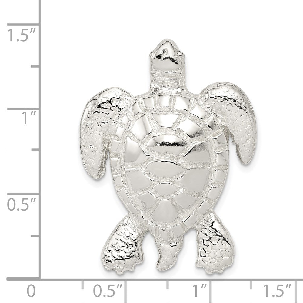 Sterlingsilber Poliert & Strukturiert Schildkröte Kette Anhänger