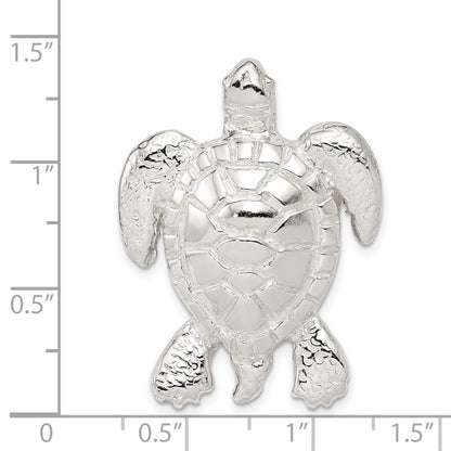 Sterlingsilber Poliert & Strukturiert Schildkröte Kette Anhänger