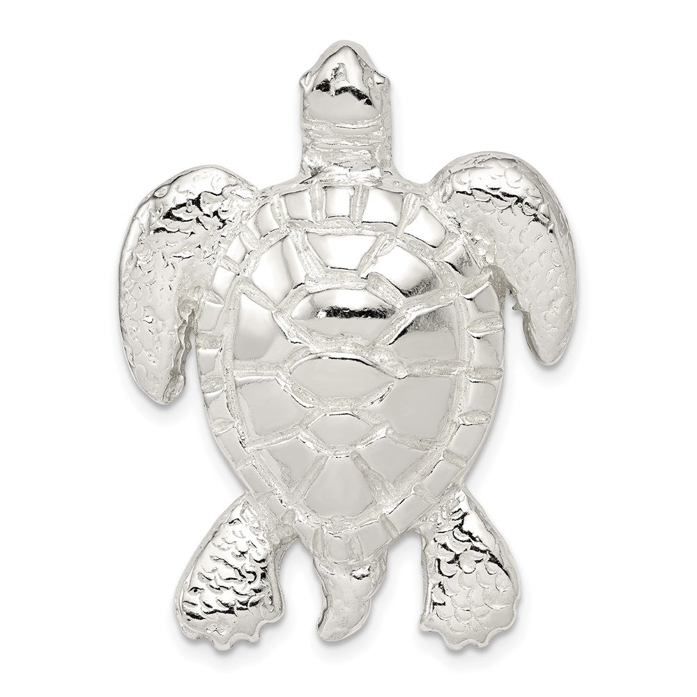Sterlingsilber Poliert & Strukturiert Schildkröte Kette Anhänger