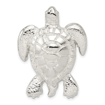Sterlingsilber Poliert & Strukturiert Schildkröte Kette Anhänger