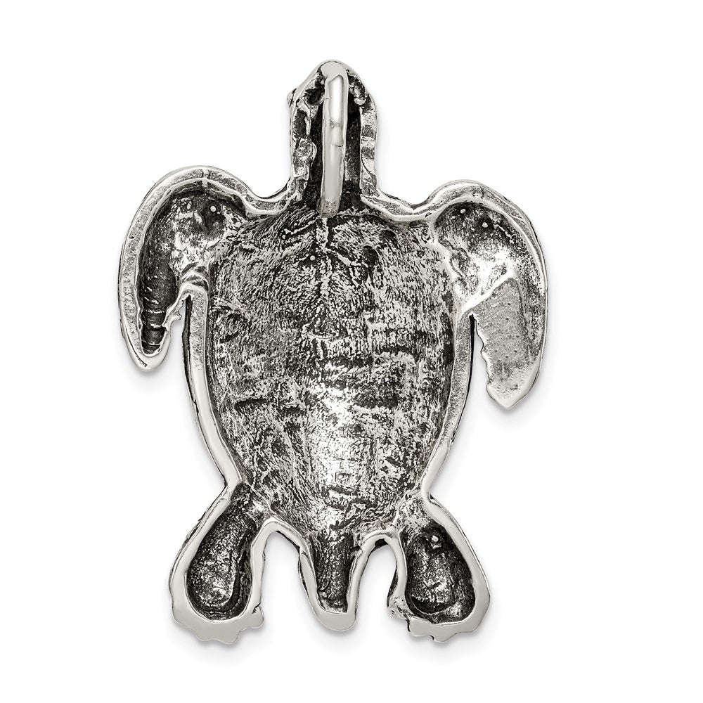 Sterlingsilber Antikisiert & Strukturiert Schildkröte Kette Anhänger
