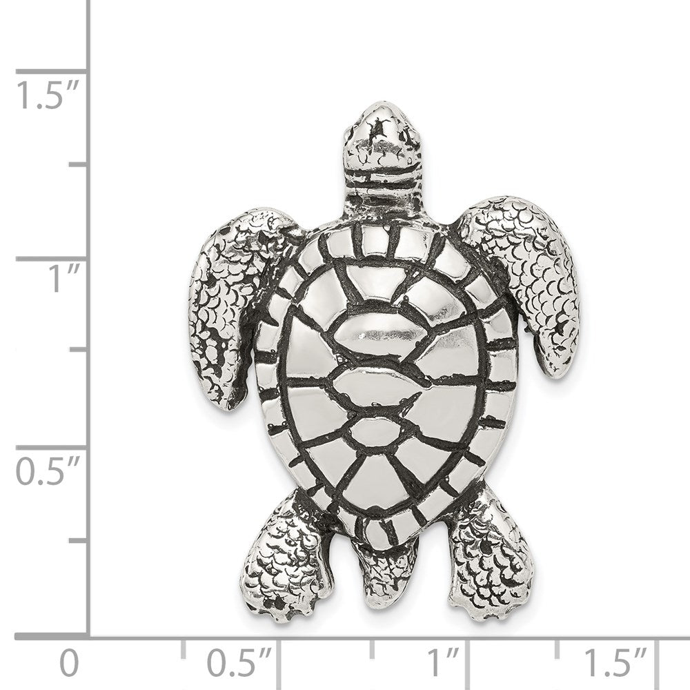 Sterlingsilber Antikisiert & Strukturiert Schildkröte Kette Anhänger