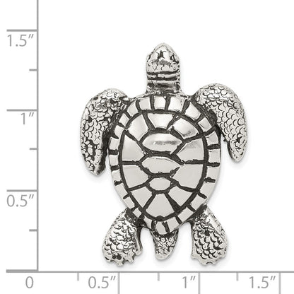 Sterlingsilber Antikisiert & Strukturiert Schildkröte Kette Anhänger
