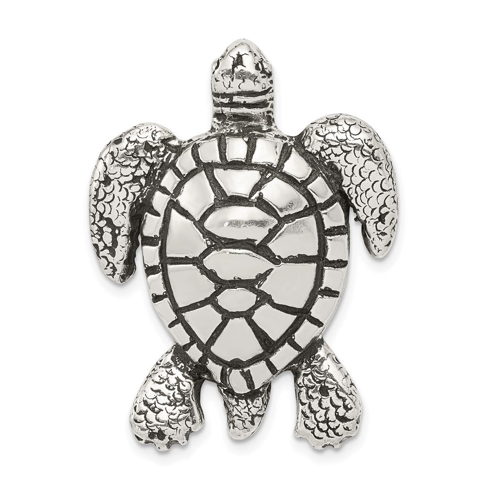 Sterlingsilber Antikisiert & Strukturiert Schildkröte Kette Anhänger