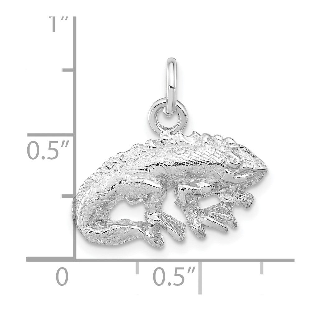Sterlingsilber Poliert & Strukturiert Iguana Anhänger