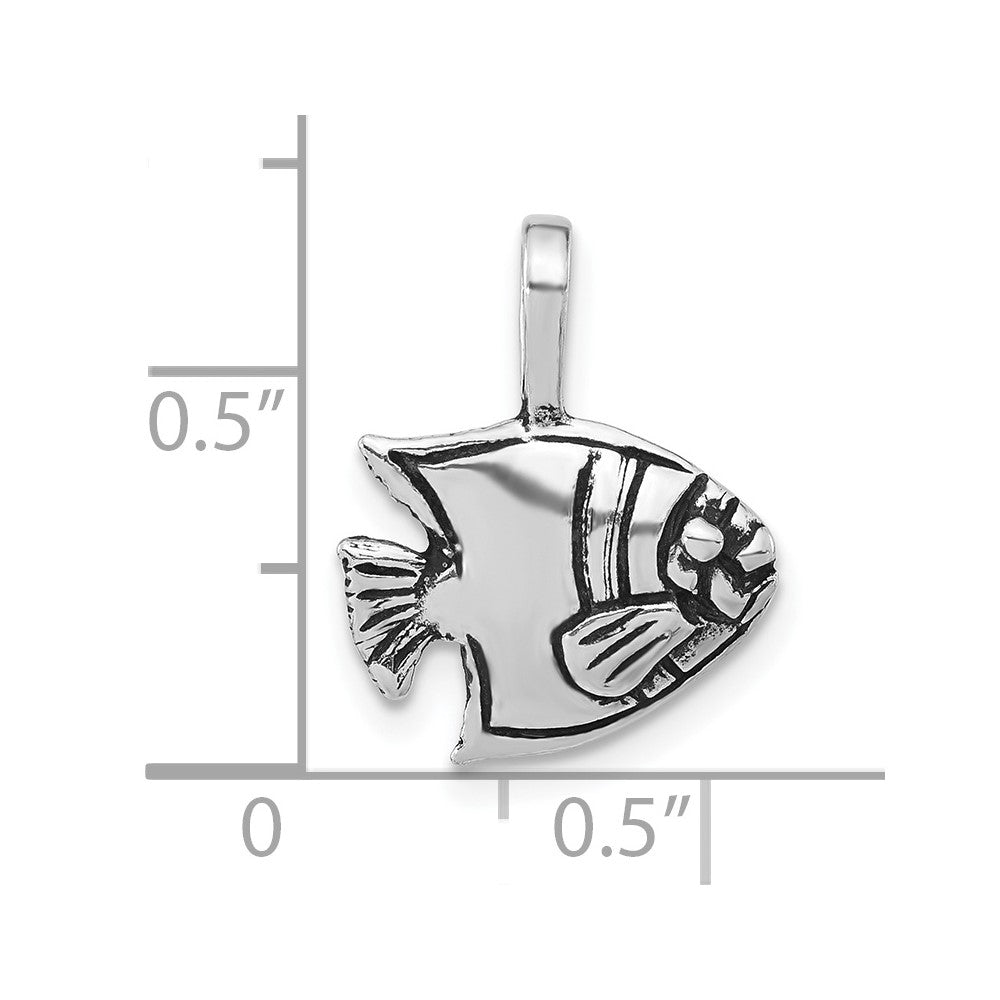 Sterlingsilber Antikisiert & Strukturiert Fisch Kette Anhänger