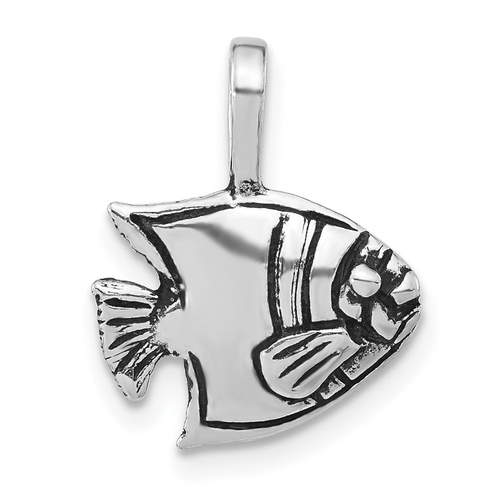 Sterlingsilber Antikisiert & Strukturiert Fisch Kette Anhänger